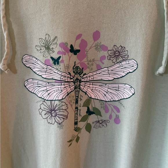 Life Is Good Women's Sage Green Dragonfly Hoodie Top - Picture 3 of 5